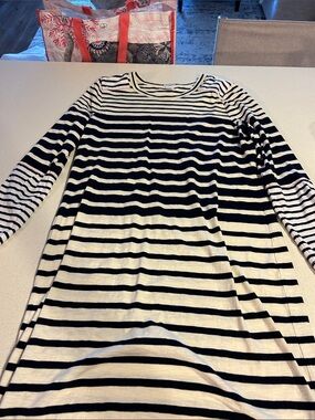 J. Crew Long Sleeve Striped Midi Dress in Black and White